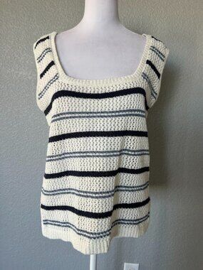 Weekend Los Angeles Square Neck Knit Sleeveless Tank Top Shirt Size Medium